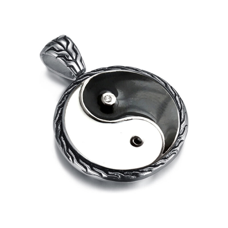 Impress Jewelry Prívesok z chirurgickej ocele Jin Jang s kryštálmi 65222493