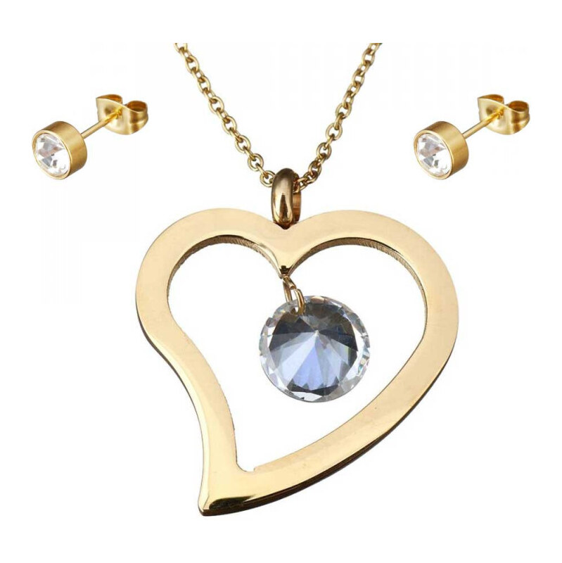 Impress Jewelry Súprava šperkov z chirurgickej ocele Srdce - Zlatý 65222568