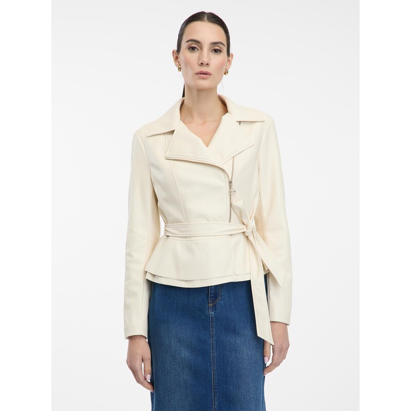 Cream womens faux leather jacket ORSAY - Womens 65232777