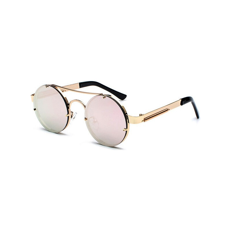 Lifestyle Retro okrúhle slnečné okuliare Spring Ružové zrkadlovky 65222805