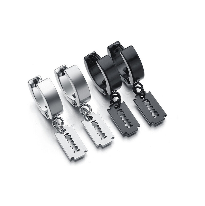 Impress Jewelry Punkové náušnice krúžky z chirurgickej ocele Žiletka 65222774