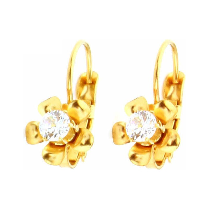 Impress Jewelry Visiace oceľové náušnice s kytičkou Zlaté 65222857