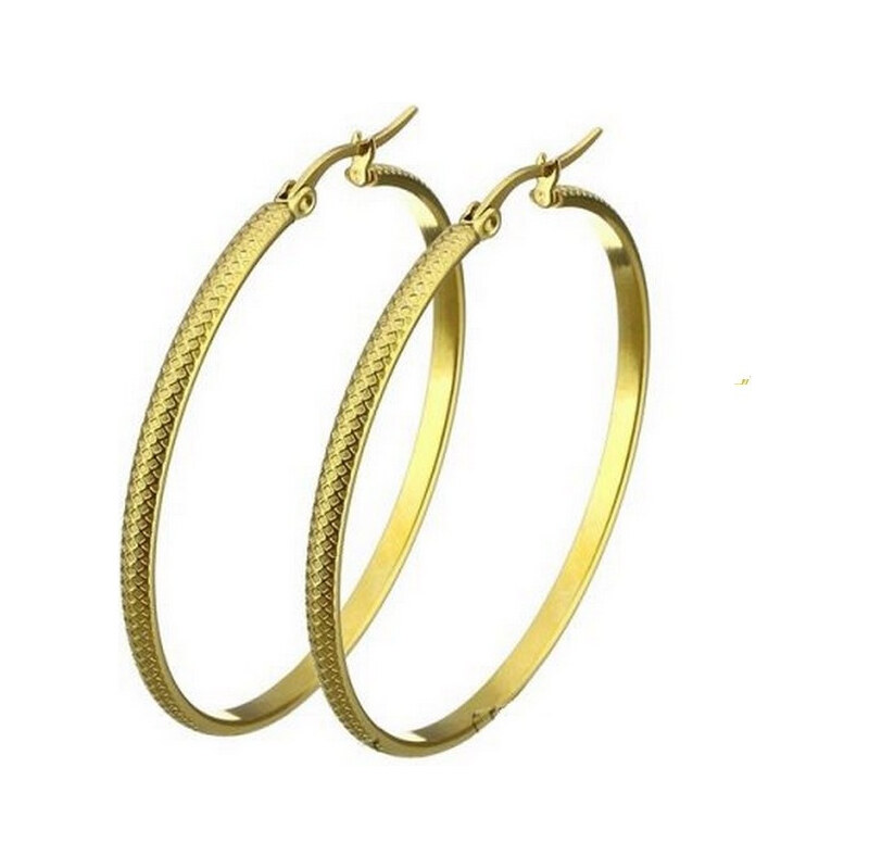 Impress Jewelry Oceľové náušnice kruhy 30-35 mm Snake zlaté 65222968
