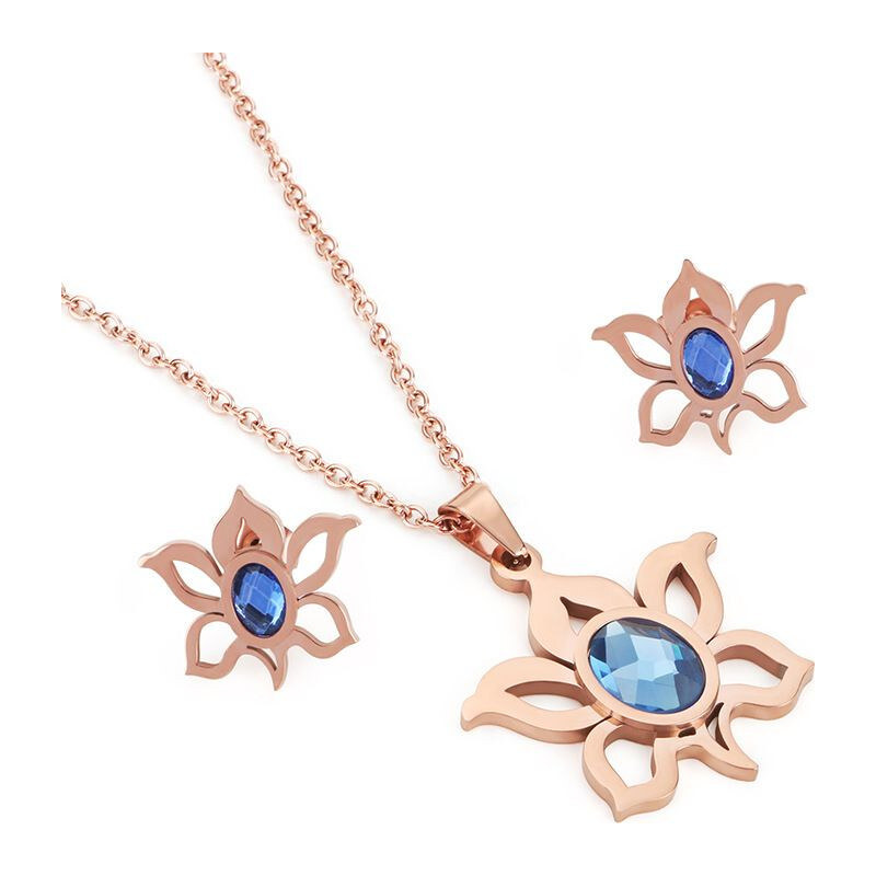 Impress Jewelry Sada šperkov z ocele slniečko s kryštálom Ružový 65222965