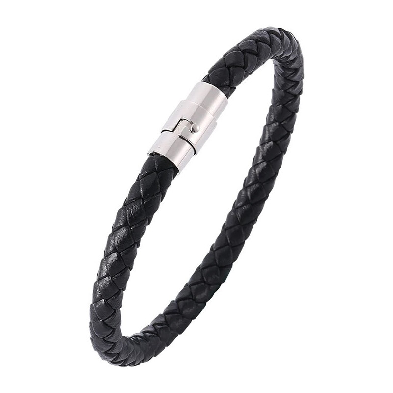 Impress Jewelry Splietaný náramok z pravej kože a ocele 6 mm /23 cm 65227341