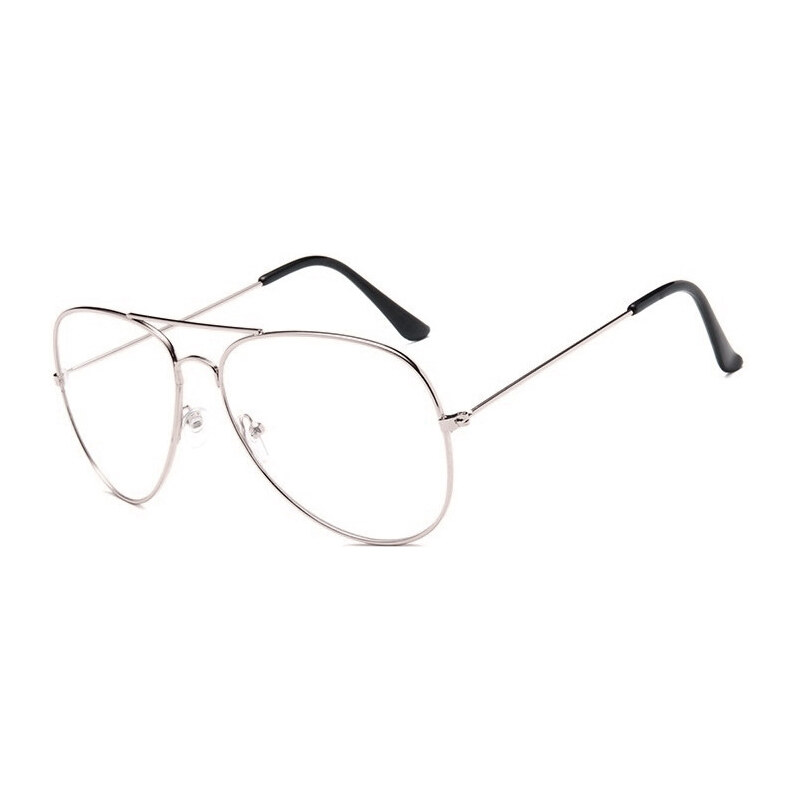 Wayfarer style Nedioptrické okuliare pilotky-Aviator Strieborné 65223247