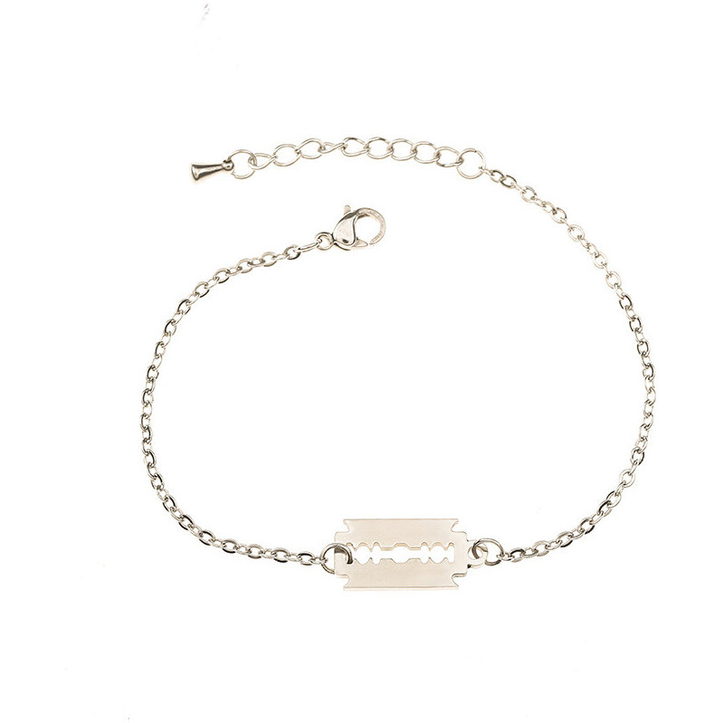 Impress Jewelry Oceľový punkový náramok Žiletka Strieborný 65223265
