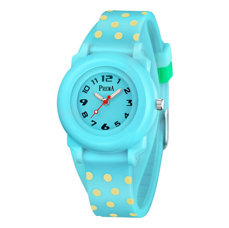 Shim Watch Prema dievčenské silikónové hodinky Polka Dots - tyrkysové 65223269