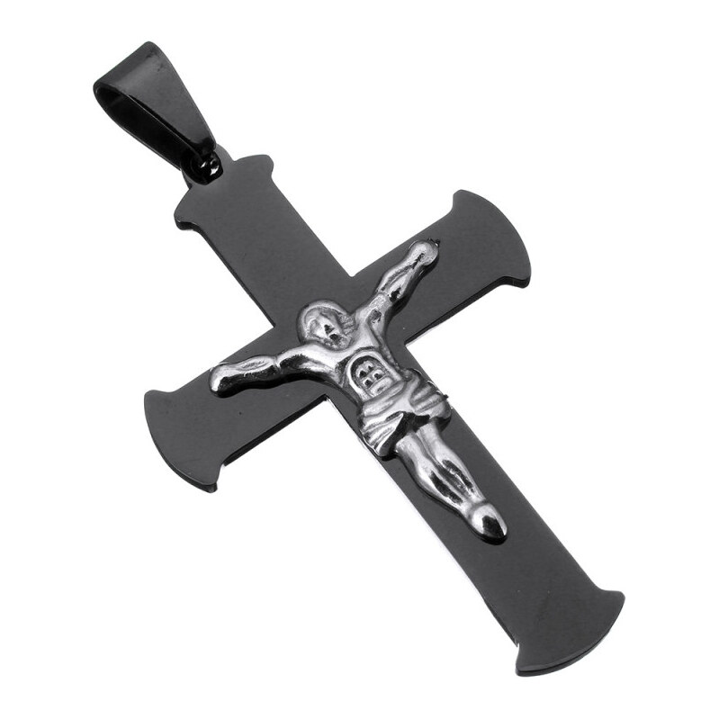 Impress Jewelry Prívesok z chirurgickej ocele - Ježiš na čiernom kríži 65223540