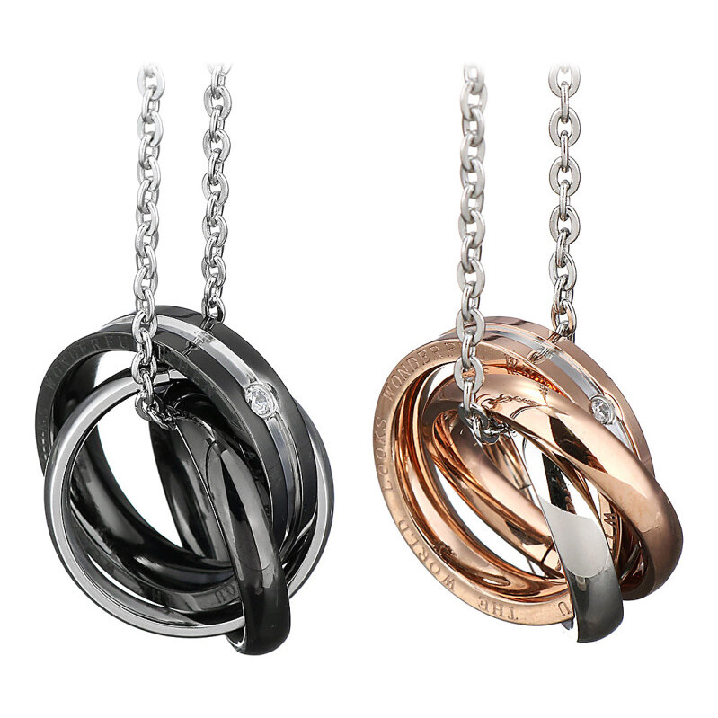 Impress Jewelry Oceľové prívesky pre pár Wonderful World Rings 65223544