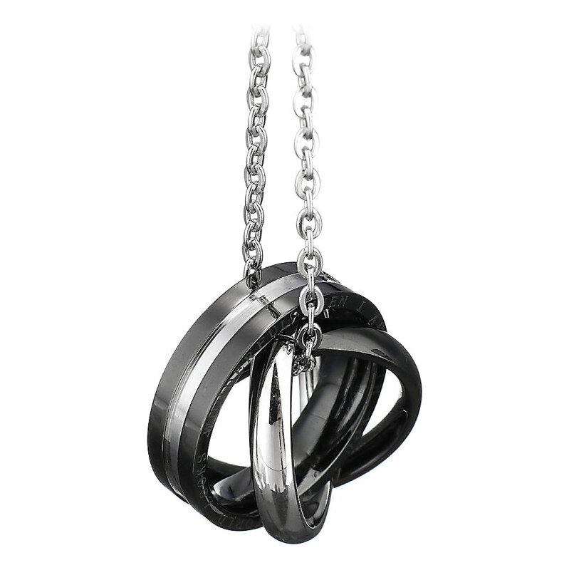 Impress Jewelry Oceľový náhrdelník Wonderful World Rings Čierny 65223545