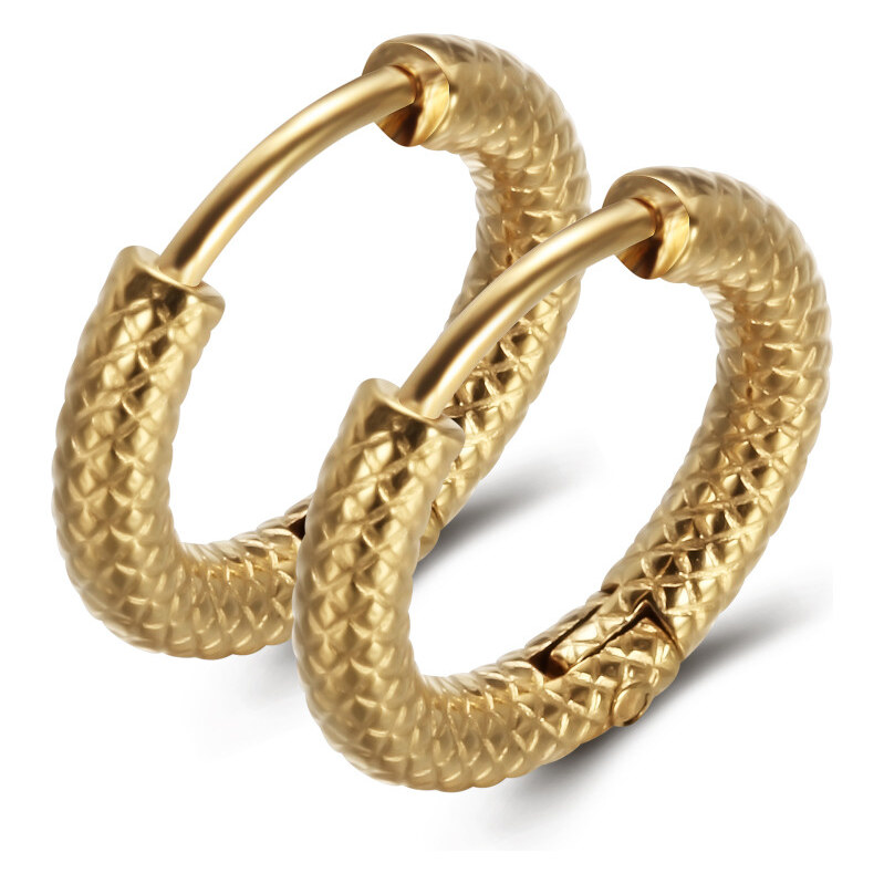 Impress Jewelry Oceľové Náušnice kruhy Gold Snake 1cm 65223592