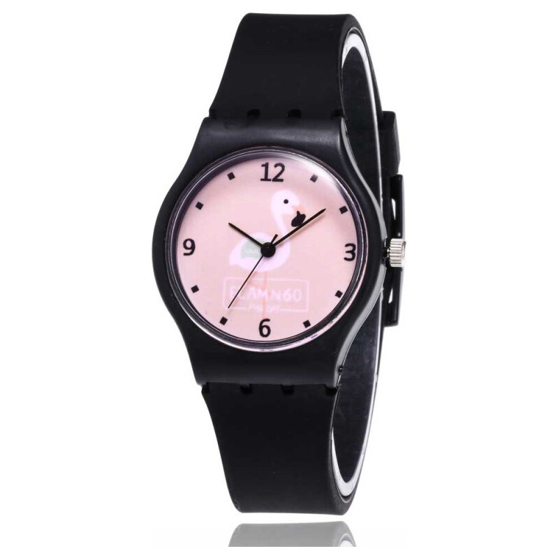 Shim Watch Dievčenské silikónové hodinky Plameniaky Flamingo black 65223593