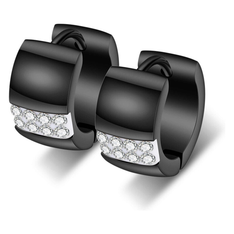 Impress Jewelry Oceľové Náušnice kruhy Loius Čierne 65223600