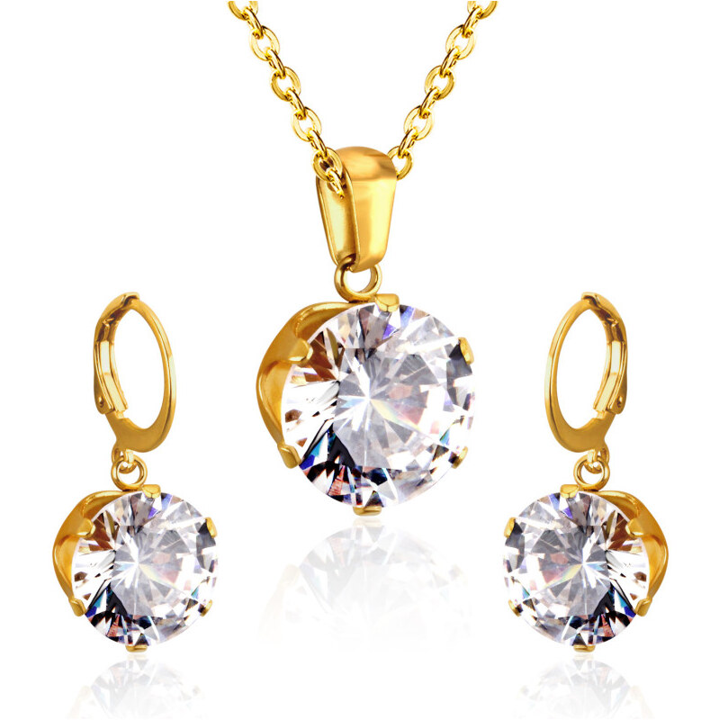 Impress Jewelry Súprava šperkov z chirurgickej ocele Gold Clear 65223603