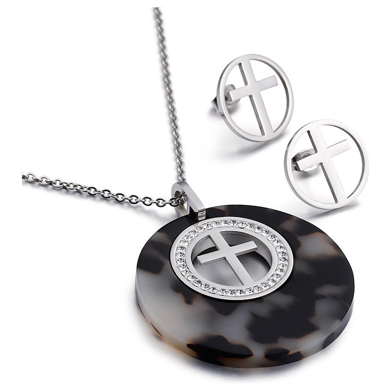 Impress Jewelry Sada šperkov z ocele I Believe Čierno strieborný 65223615