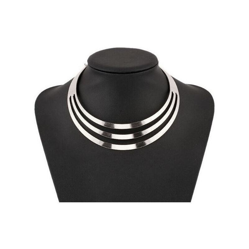 Lodestar Geometrický kruhový Choker náhrdelník Strieborný 65223626