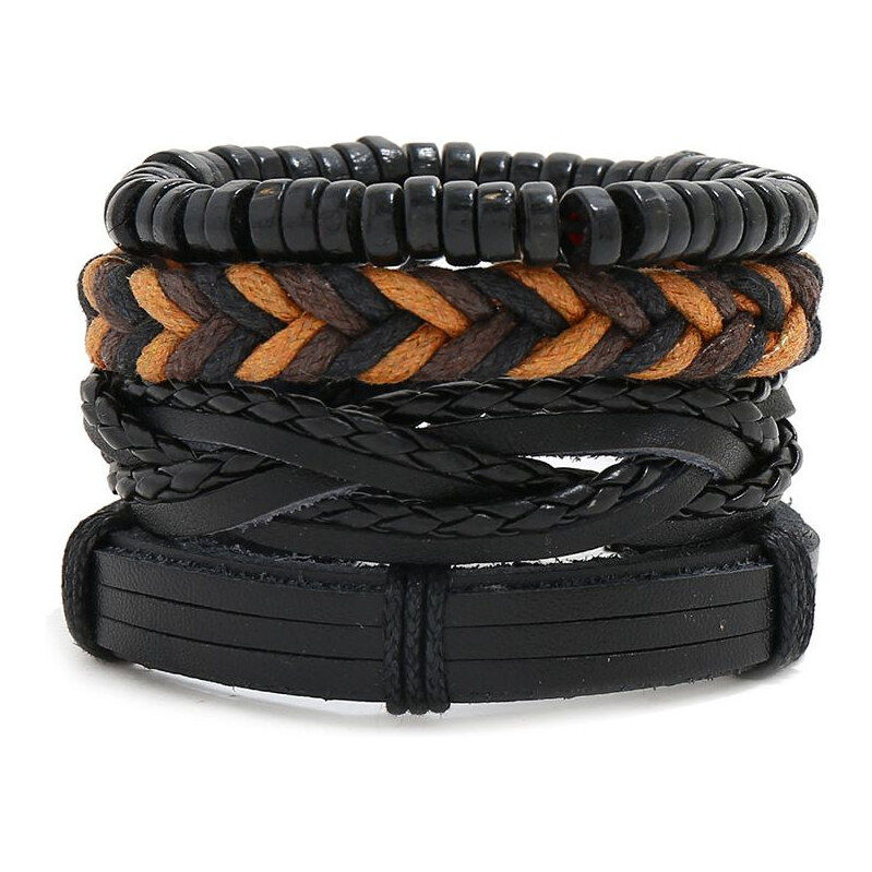 Lodestar Sada štyroch pánskych náramkov Etno Lava 65223628