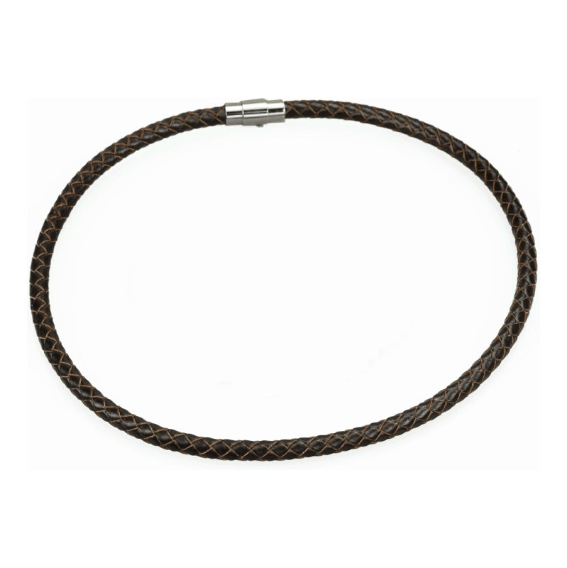 Lodestar Kožený splietaný náhrdelník 6mm Tmavo hnedý 65223663