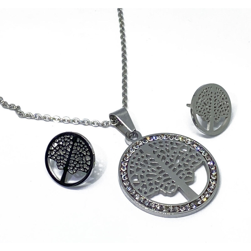Impress Jewelry Sada oceľových šperkov Tree Life sa zirkónmi 65223813