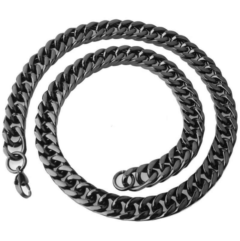 Impress Jewelry Retiazka z chirurgickej ocele masívu Cuban Black 8mm / 65223828