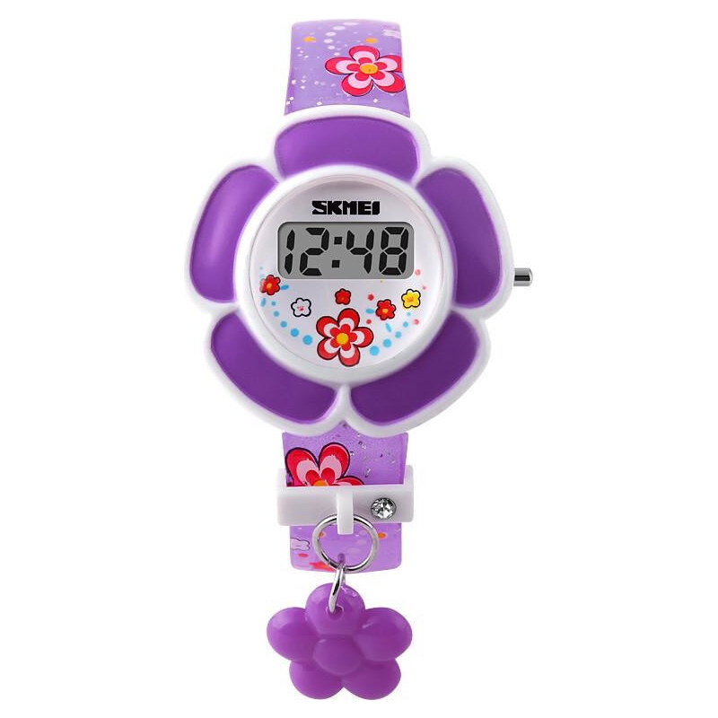 SKMEI 1144 digitálne dievčenské hodinky Flowers Fialové 65223832
