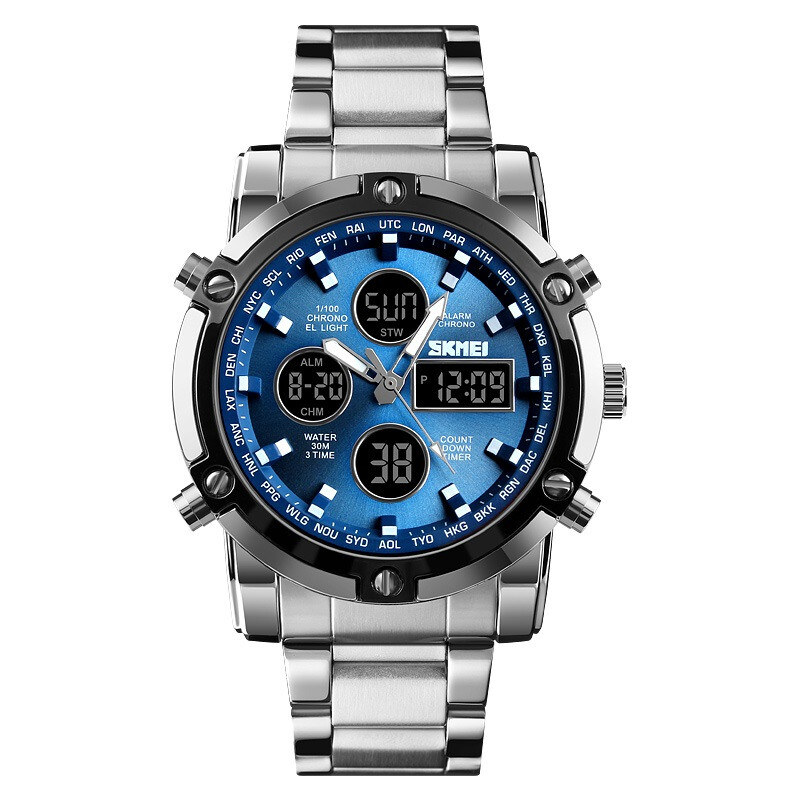 Skmei 1389 pánske duálne hodinky Atomers Stireborno - modré 65223857
