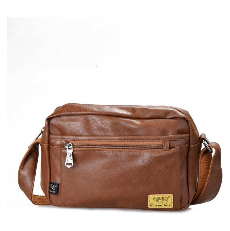 Three Box pánska crossbody taška Chicago Hnedá 65224018
