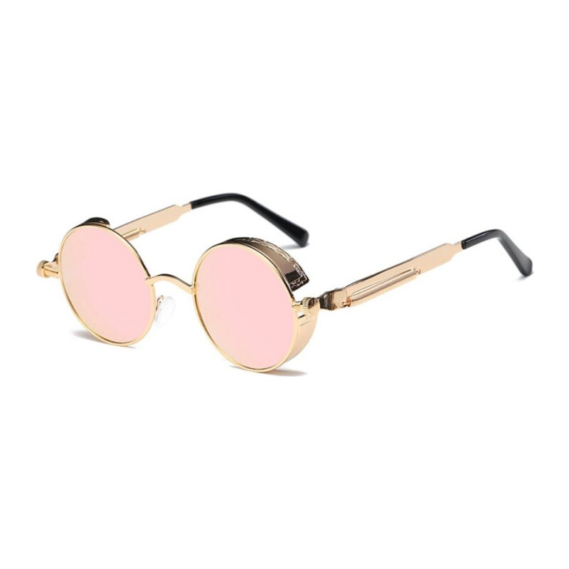Lifestyle Retro okrúhle slnečné okuliare Steampunk Zlaté Ružové 65224176