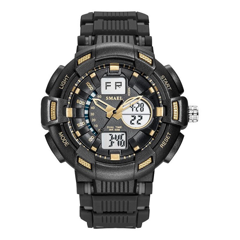 Smael 1366 Unisex duálne hodinky Čierne 65224404
