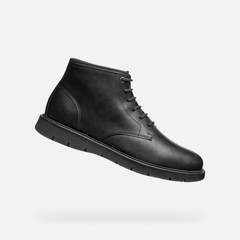 Black mens ankle boots Geox Pove - Mens 65233309