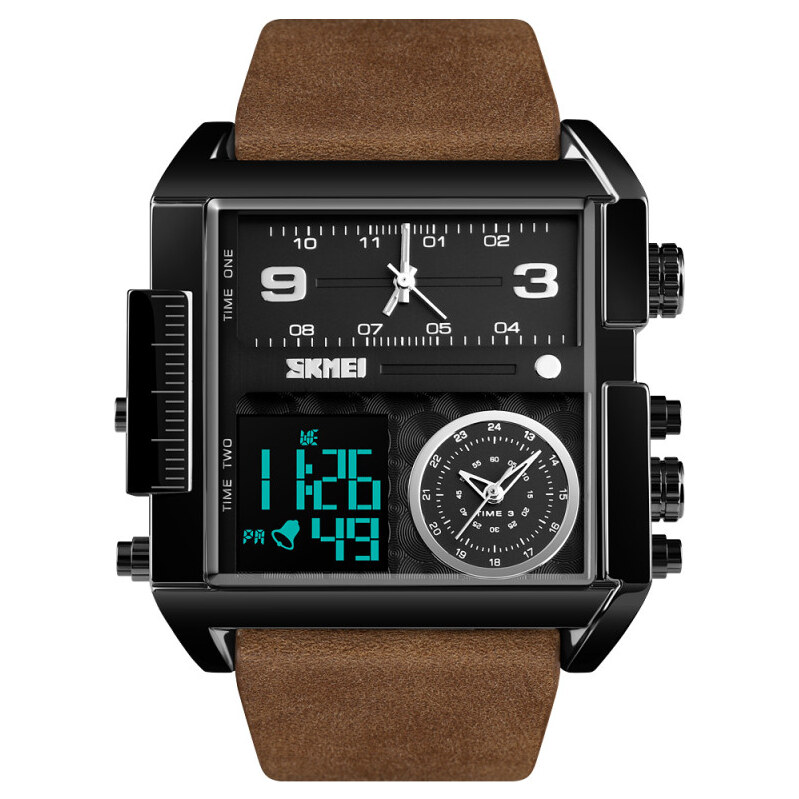 SKMEI 1391 duálny hodinky 3 times Black Hnedé 65224493