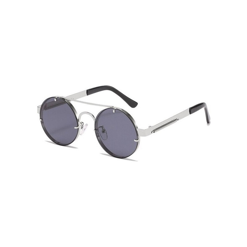 Lifestyle Retro okrúhle slnečné okuliare Spring Strieborné Dymové 65224601