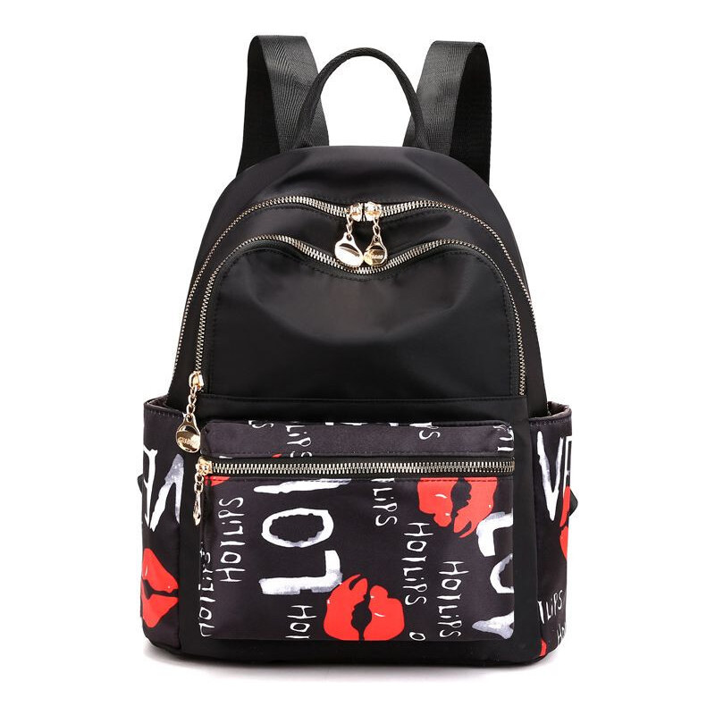 Lifestyle Chibao Dámsky stredný batoh Lips Čierny 65224633