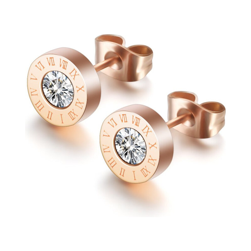 Impress Jewelry Oceľové náušnice so zirkónmi Ružové zlato 65224646