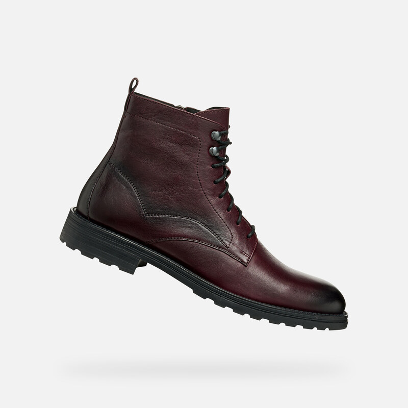 Burgundy mens ankle boots Geox Redclif - Mens 65233386