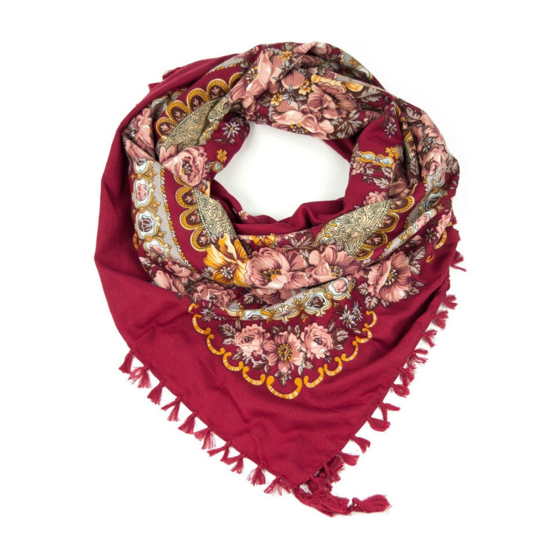 ArtOfPolo Ľudový Folk šál 100cm Bordový 65224890