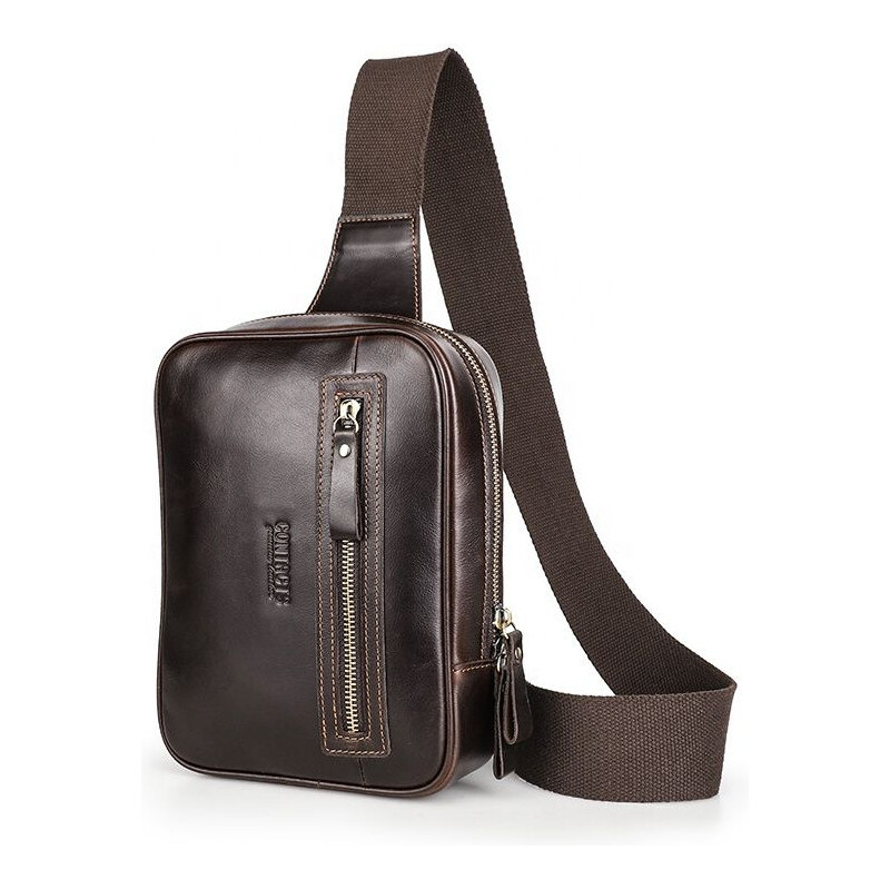 Contacts pánsky kožený batoh cez hruď Pietro 65225045