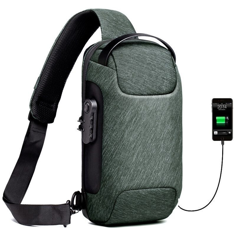 Weixier outdoor batoh cez rameno s USB Eliseo Zelený 5 l 65225166