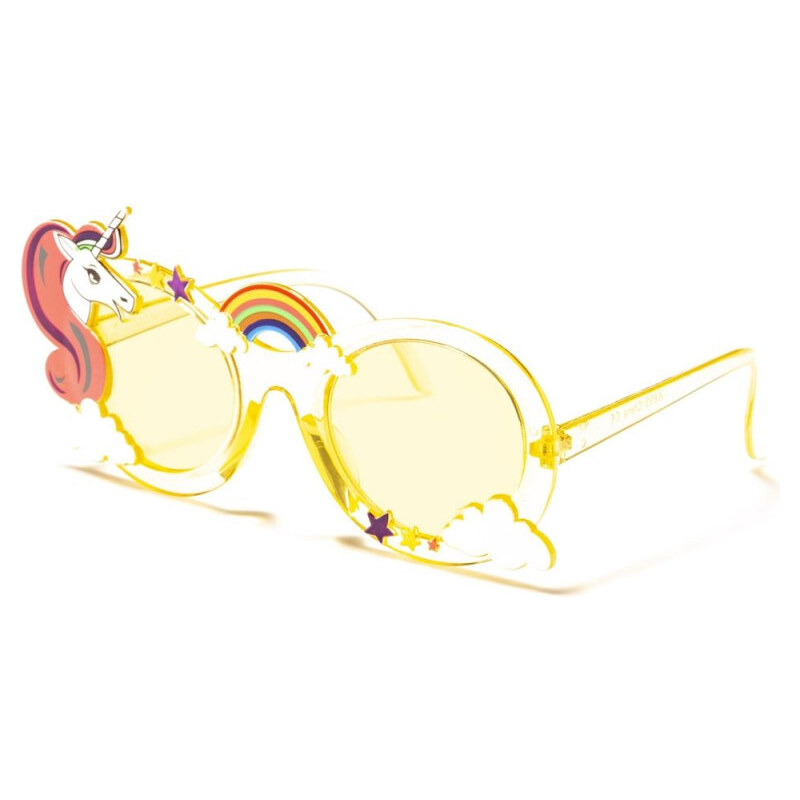 Olympic eyewear Detské okrúhle slnečné okuliare s jednorožcom Žlté 65225376