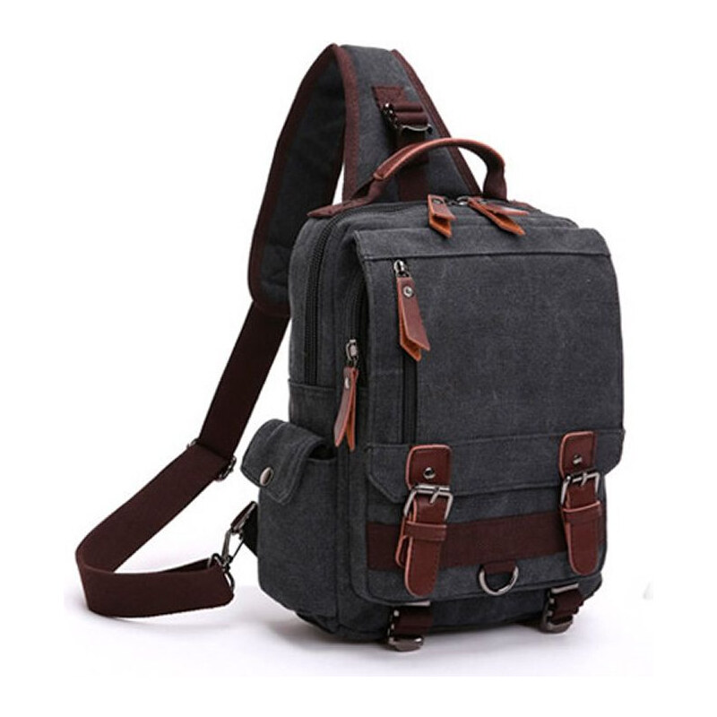 E-shop Kaukko Canvas plátený crossbody batoh Worm Čierny