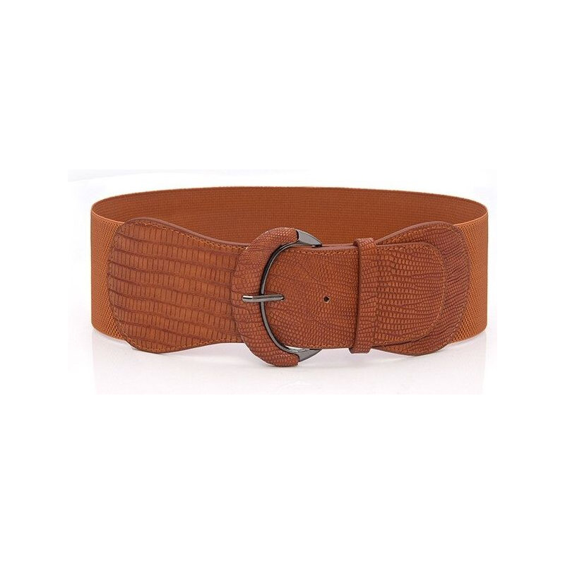 Lifestyle Dámsky strečový široký opasok Kroko Hnedý 65225848