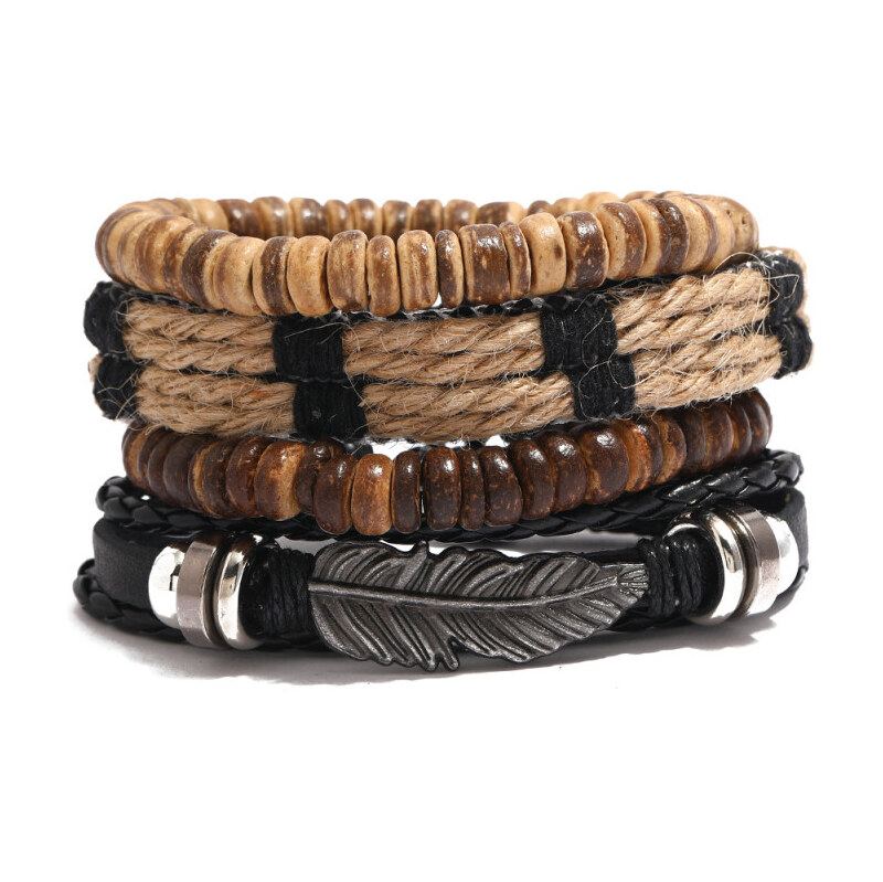 Lodestar Sada 4 kusov pánskych náramkov Feather of dream 65226086