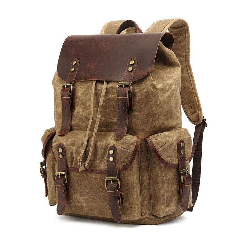 Canvasio Outdoor canvas kožený batoh Camelo Svetlo Hnedý 25 l 65226189