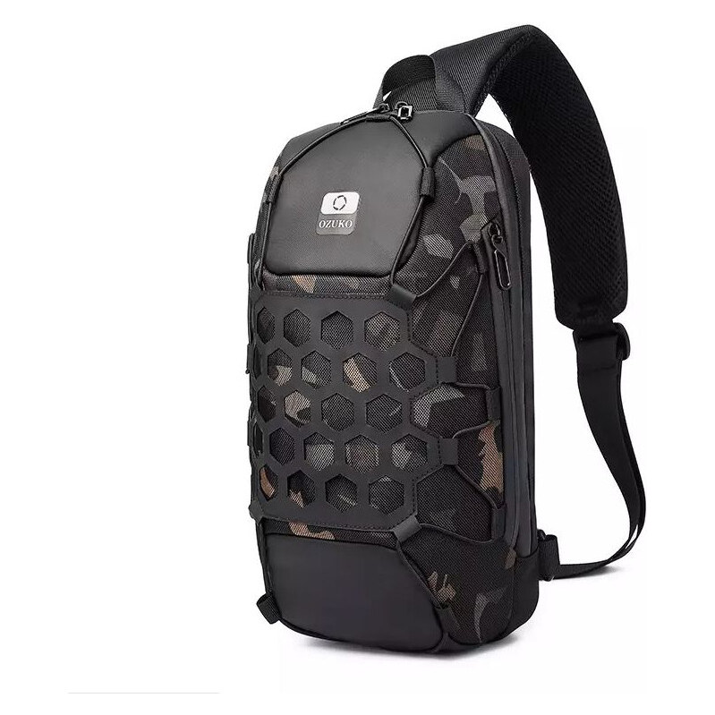 Ozuko Outdoor batoh cez rameno s USB + zámok Camo 5 l 65226247