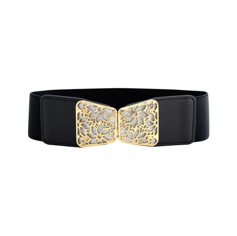 Lifestyle Dámsky strečový opasok na šaty s prackou Lebril Čierny 65226228