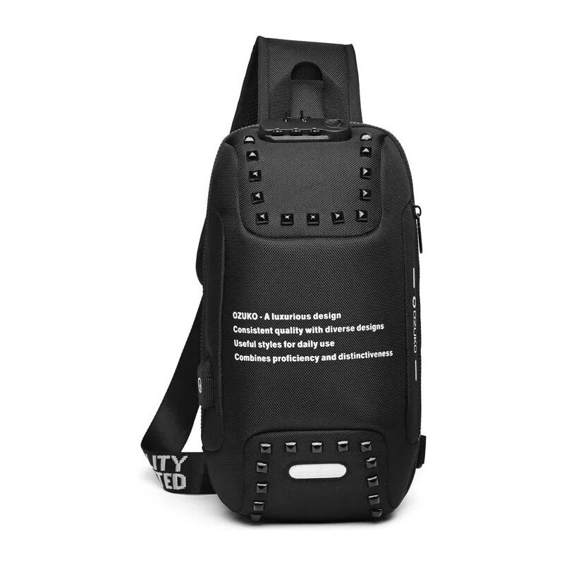 Ozuko batoh cez rameno s USB + zámok Moreau Čierny 9 l 65226250