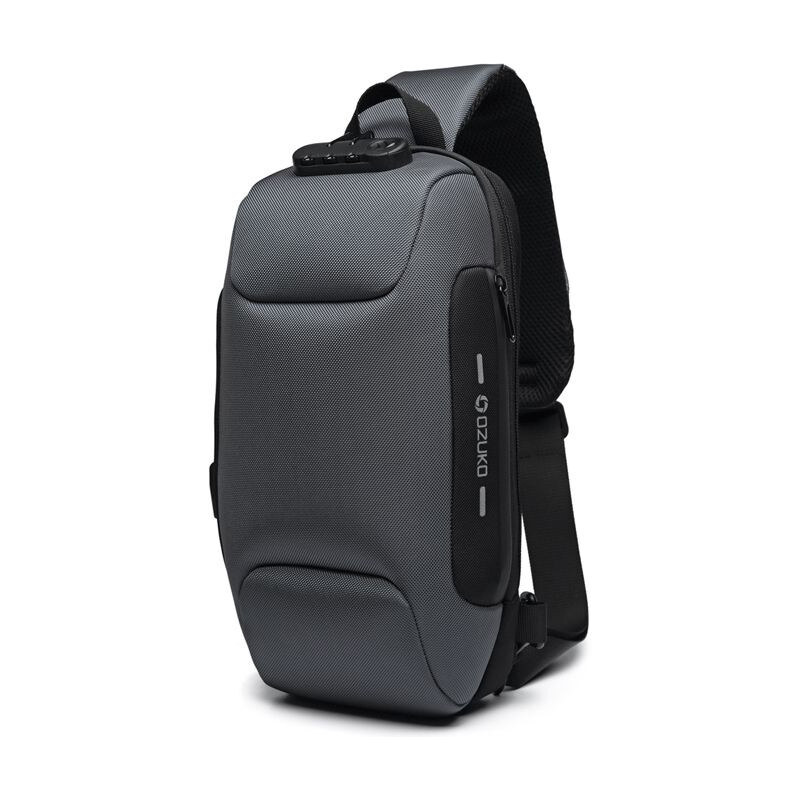 Ozuko outdoor batoh cez rameno s USB + zámok Boucher Šedý 5 l 65225979