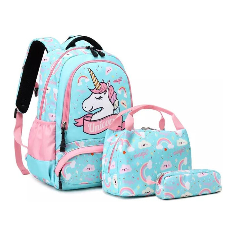 Meisohua Meiso Dievčenský školský batoh 3v1 Jednorožec Magic Tyrkys 65226317