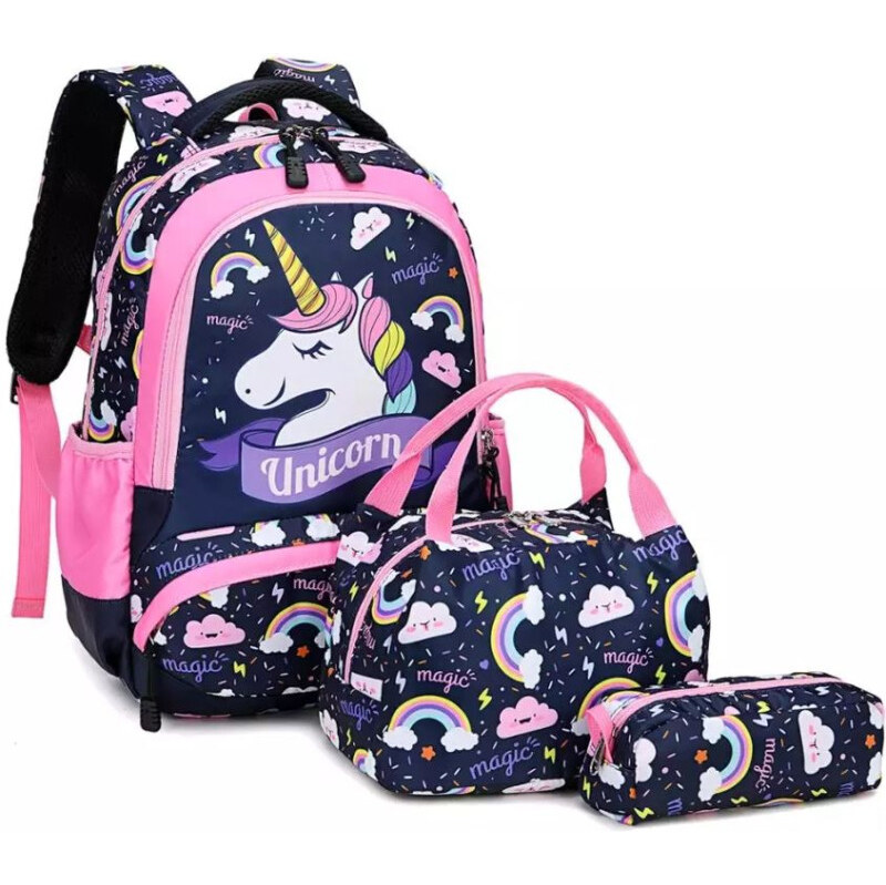 Meisohua Meiso Dievčenský školský batoh 3v1 Unicorn Magic Čierno 65226318